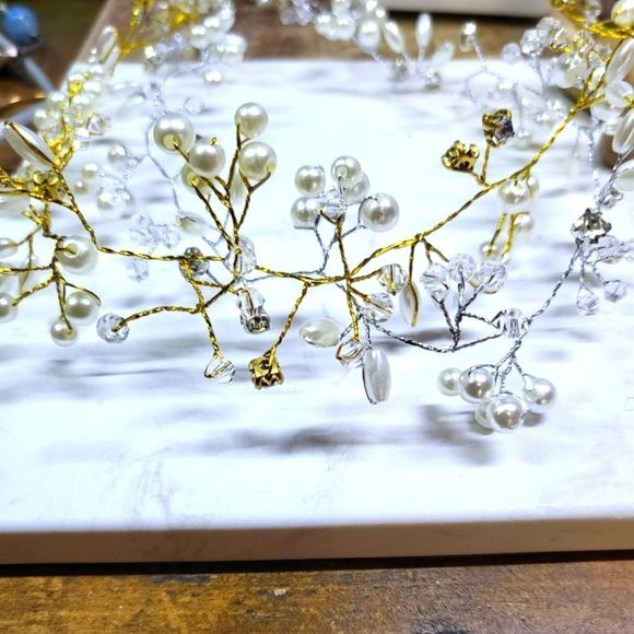 Handmade hair vine wedding accessory silver or gold wire - Picture 1 of 10